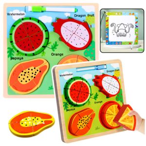 Puzzle Board 2in1 fából készült oktatási gyümölcsmarker – 21571 146210049 - Baba puzzle
