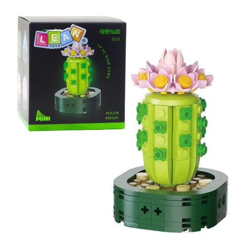 Mini építőkocka Kaktusz Rózsaszín Virággal 176 db.s. – 26694 146210119