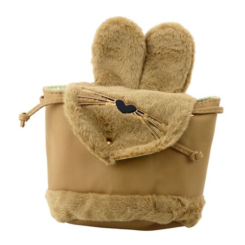 Gyerek hátizsák plüss fülekkel, állítható pánttal, bézs, 22 cm, 4 literes 22293