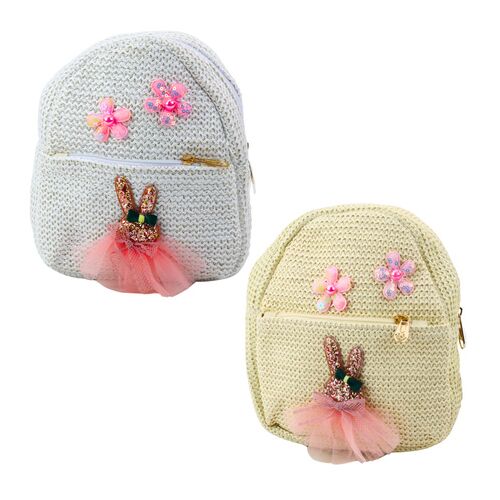 Gyermek hátizsák Hímzett nyúl ruhában virágokkal 2.5L 20cm – 22298