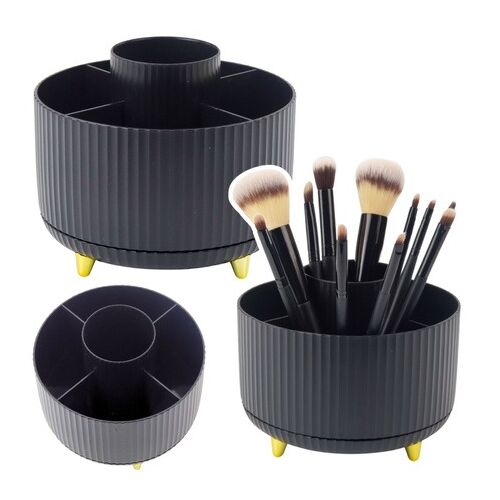 360°-ban forgó kozmetikai ecsetrendező 5 rekesszel, fekete- 24877 146212788