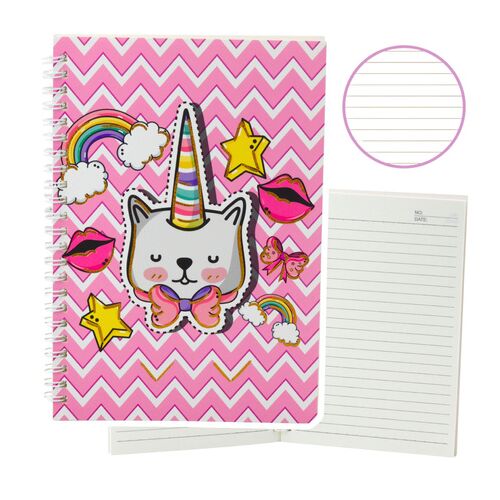 Jegyzetfüzet, vonalas, macska, unikornis, masni, rózsaszín, A5, 60 lap 21688