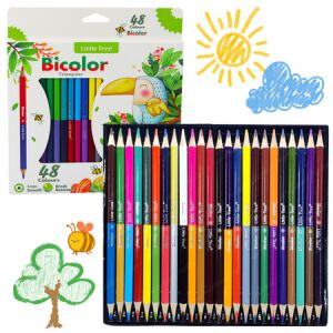 Kétoldalas, kétszínű iskolai háromszögletű zsírkrétakészlet 48 színű – 21503 146214455 - Toll & Ceruza