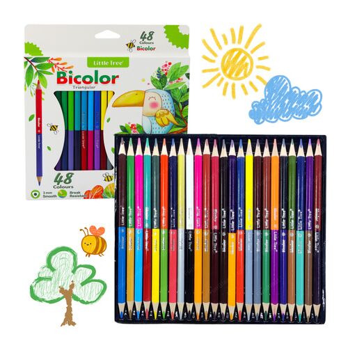 Kétoldalas, kétszínű iskolai háromszögletű zsírkrétakészlet 48 színű – 21503 146214455