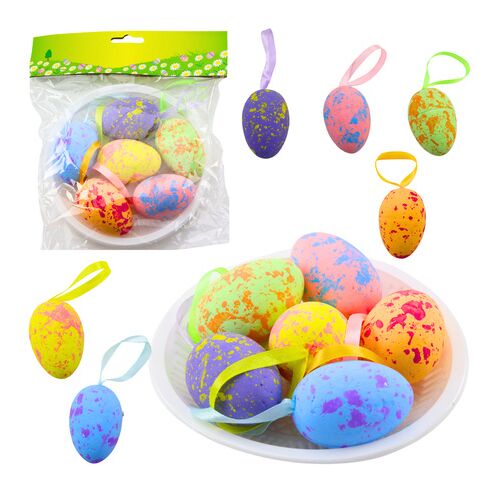 Húsvéti dekorációk Tojás hurkos medállal színes 6db 21323 146215058