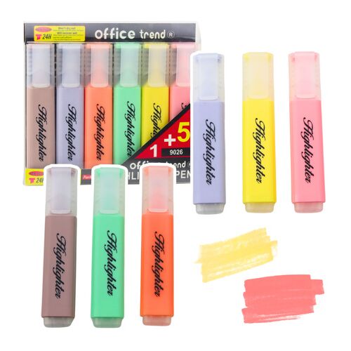 Készlet highlighter filctollak pasztell színű filctollak 6db – 21535
