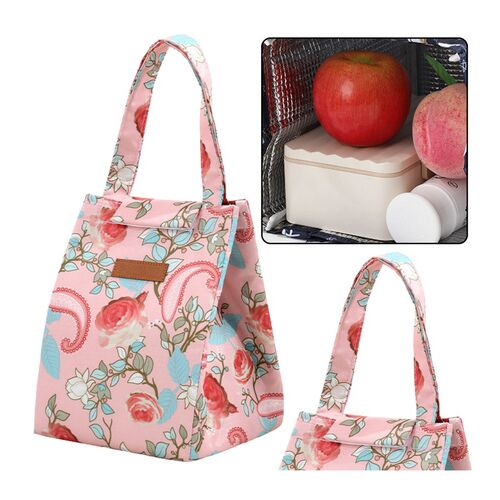 Hőszigetelő reggeliző táska rózsaszín virágok 25cm – 21579