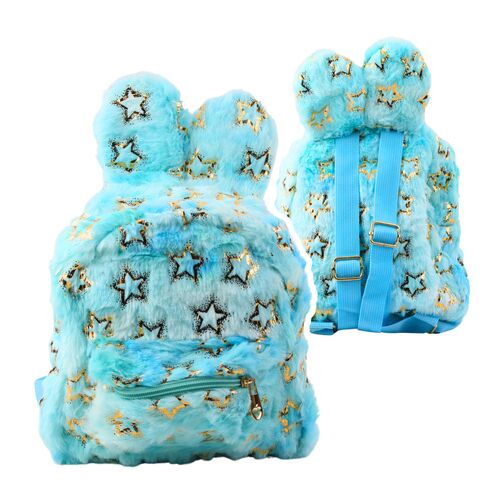 Plüss hátizsák füles arany csillagok gyermek kék – 22281 146215930