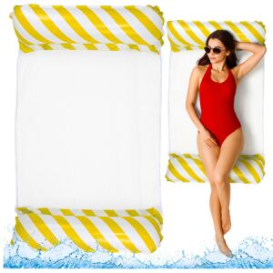 Felfújható Vízfüggőágy Matrac Nyugágy Fehér És Sárga 120x70cm 26780 146216616 - Strandcikk