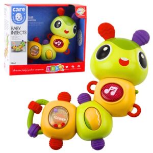 Interaktív Szenzoros Hernyó Zenei Csörgő Rágóka 360°-ban Forgatható – 22878