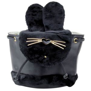 Gyerek hátizsák plüss fülekkel, állítható pánttal, fekete, 22 cm, 4 literes– 22292 146217354 - Óvodai kellék