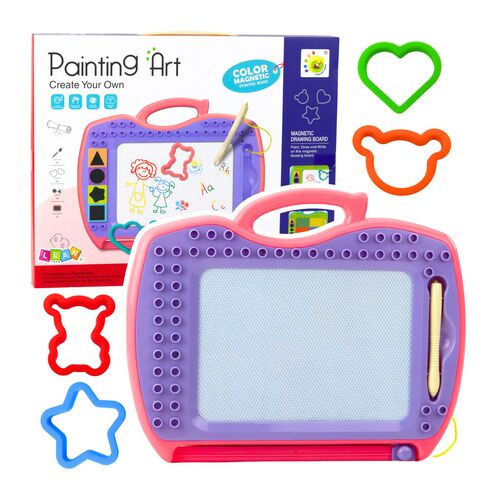 Mágneses tábla csúszkabélyegző mintákkal rózsaszín – 25144