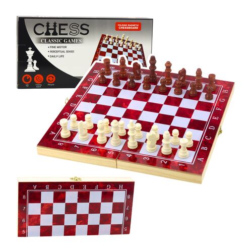 3 az 1-ben fa játékkészlet sakk backgammon dáma összecsukható tábla 24x24cm- 22461 146217437