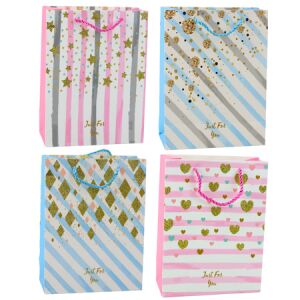 Papír ajándéktáska kék rózsaszín csillogó 23 x 18 x 10,5 cm – 22228