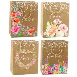 Ajándéktáska Szerelem feliratos virágok 23 x 18 x 10,5 cm – 22215