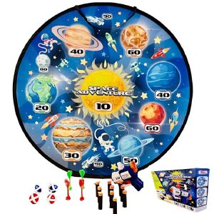 Space adventure darts és céllövő játék szett – 22 darabos készlet habgolyókkal, műanyag nyilakkal, labdákkal és kilövő fegyverrel (BBJH) 146218658 - Darts