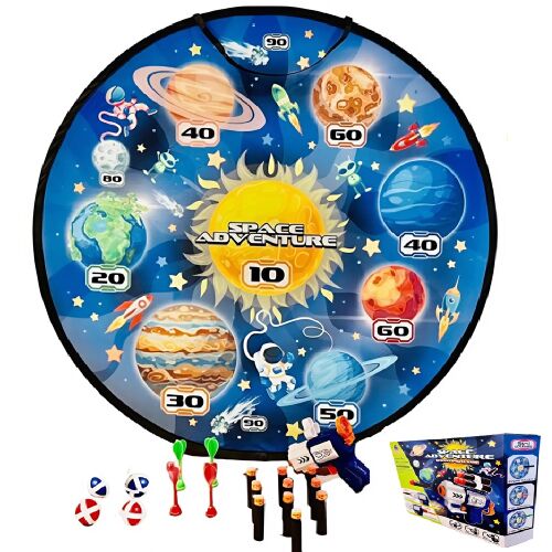 Space adventure darts és céllövő játék szett – 22 darabos készlet habgolyókkal, műanyag nyilakkal, labdákkal és kilövő fegyverrel (BBJH) 146218658