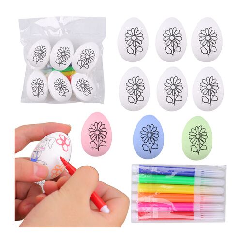 Húsvéti hungarocell tojások festéshez jelölők Virágmintás D 6db 21344 146219023