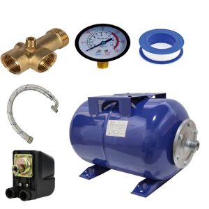 Kit accesorii hidrofor, vas expansiune 24L otel DDT, presostat, manometru, racord 5 cai bronz, furtun racord inox cu cot 60cm 146222774 - DDT