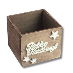 Dekoláda rusztikus kocka 13x13X11cm - Csillagos boldog karácsonyt