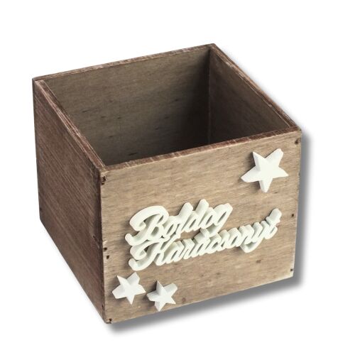 Dekoláda rusztikus kocka 13x13X11cm - Csillagos boldog karácsonyt
