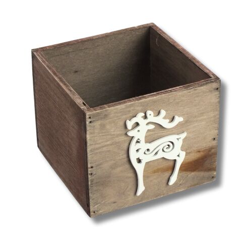 Dekoláda rusztikus kocka 13x13X11cm - Fehér szarvasos 146223218