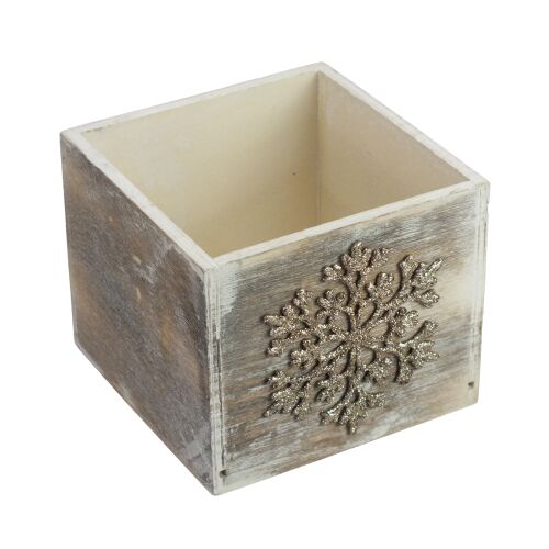 Dekoláda szürkésbarna koptatott kocka 13x13X11cm - Pezsgő hópihés 146223297