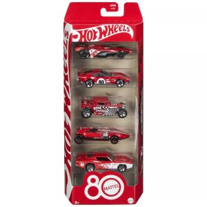 Mattel Hot Wheels Mattel 80. évforduló 5 db-os kisautó szett - Piros 146224526 - Mattel