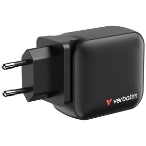 Verbatim 32230 Mini GaN USB-C + USB-A Hálózati gyorstöltő / Utazó Adapter 100W - Fekete