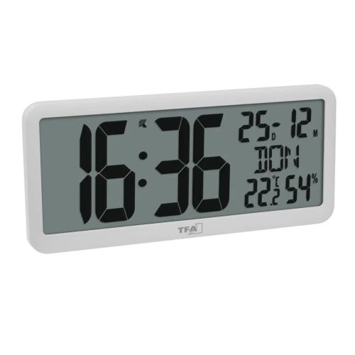 TFA 60.4525.02 Digitális rádióvezérlésű óra szobaklímával 25 x 13 cm - Fehér
