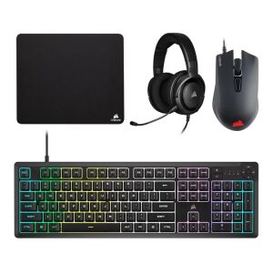 Corsair CH-9226F65-NA 4in1 Vezetékes Gamer Billentyűzet (ENG) + Egér + Fejhallgató + Egérpad - Fekete 146225279 - Corsair