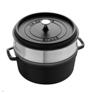 Staub La Cocotte Öntöttvas kerek Főzőedény Párolóval Ø 24cm 3,8L - Fekete 146225290 - Staub