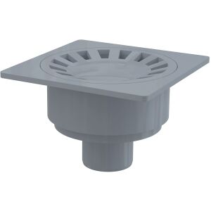 Lefolyó rács 150x150/50 mm, függőleges kimenet, szürke rács, nedves szifon 146226922 - Beépítő elem