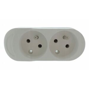 Hordozható dupla aljzat földeléssel, kábelmentes, fehér, 2x2P+Z