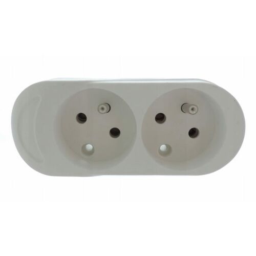 Hordozható dupla aljzat földeléssel, kábelmentes, fehér, 2x2P+Z