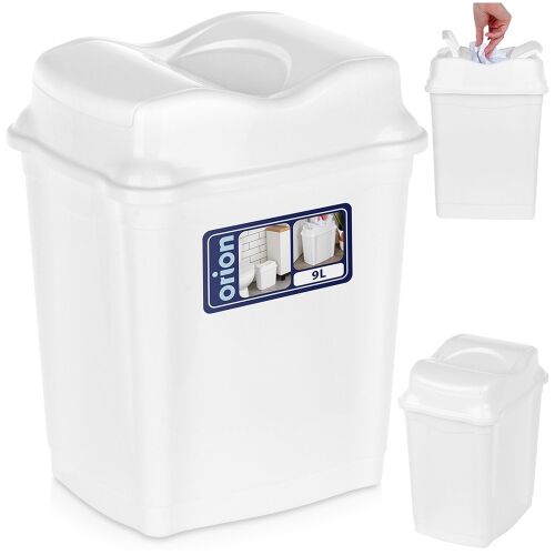 Műanyag szemetes, fehér, 9 l
