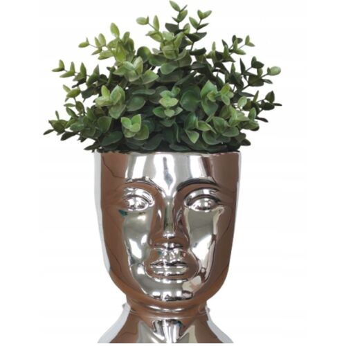 Kerámia virágcserép fej ezüst 16 cm 146228934