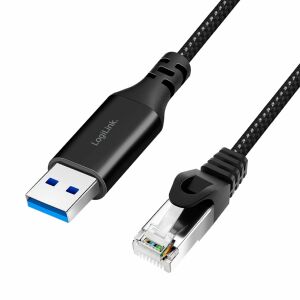 Logilink USB 3.0 Ethernet kábel, A/M-RJ45/M, 1 Gbps, aktív, fekete/szürke, 1,5 m (CU0401) 146231838 - USB kábel