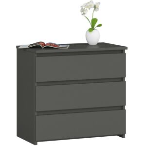 Nočný stolík s 3 zásuvkami, laminovaná drevotrieska, 60x35x57 cm, matná sivá 146232686 - Nočné stolíky