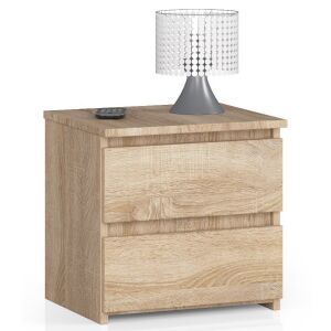 Éjjeliszekrény 2 fiókkal, laminált forgácslap, 40x35x40 cm, sonoma tölgy