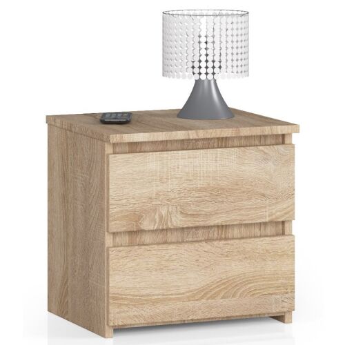 Éjjeliszekrény 2 fiókkal, laminált forgácslap, 40x35x40 cm, sonoma tölgy 146232722