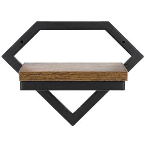 Wall flower holder, metal and MDF, 25,5x19 cm, black/brown 146232804 - Shelve