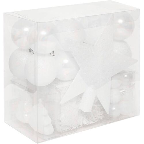 Sada vianočných ozdôb, 44 dielov, s guľami, girlandou a jedlovou vŕškou, ab 146233124