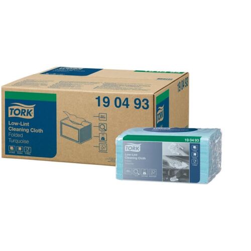 Tisztítókendő, szöszszegény, hajtogatott, 1 rétegű, W8 rendszer, TORK, türkiz 146236307