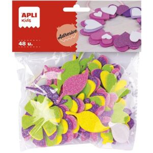 Moosgumi, öntapadó, glitteres, virágok, APLI Kids "Eva Sheets", vegyes színek 146238949 - APLI