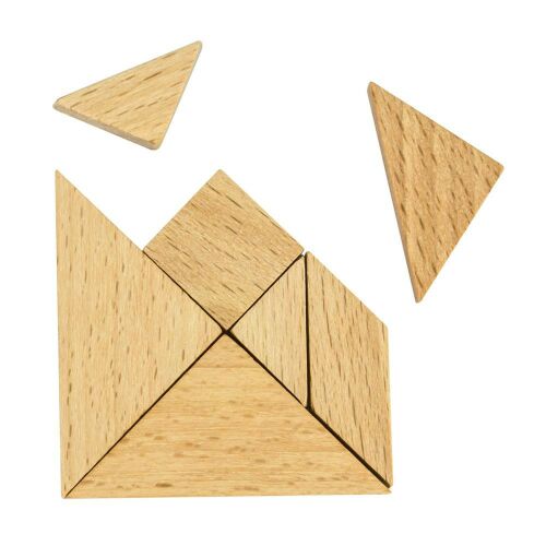 Professor Puzzle Tangram darabok négyzet alakban elrendezve, fa puzzle 