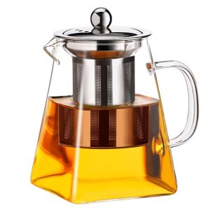 Infuzor ceai Pufo Exclusive din sticla cu filtru si capac metalic, 900 ml, transparent 146249124 - Servirea