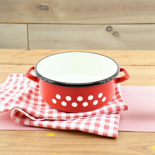 Zománcozott lábas piros pöttyös 17 cm, 1,6 L 146264423