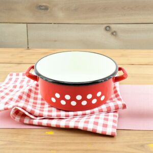 Zománcozott lábas piros pöttyös 25 cm, 4 L