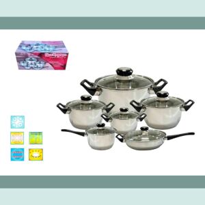 Magenta 12 részes lábas szett, rozsdamentes acél (6 lábas + 6 fedő) 146264481 - Edénykészlet